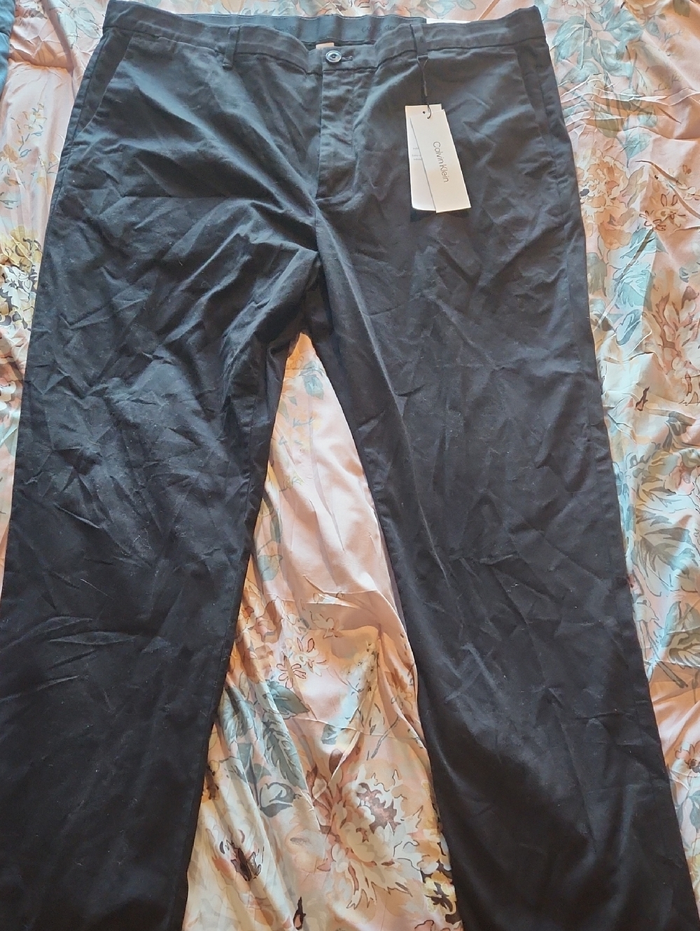 NWT Calvin Klein Infinite Flex Chino Slim Fit Black Dress Pants with Sz 38x40